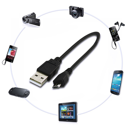 Kabel Micro USB 20 cm - Czarny